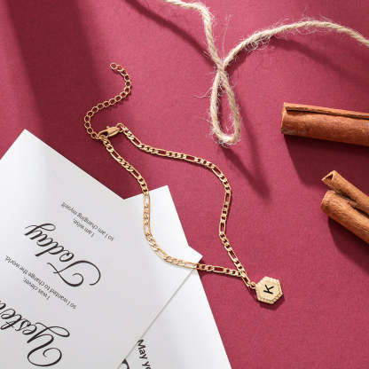 Mother's Day Gift Personalized Initial Anklet Custom Gold Ankle Bracelet for Women-Engravingift