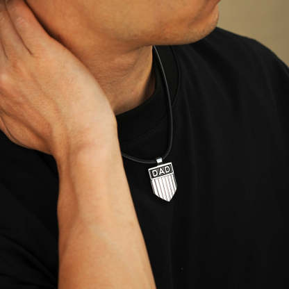 Father's Day Gift DAD Engraved Shield Pendant Necklace