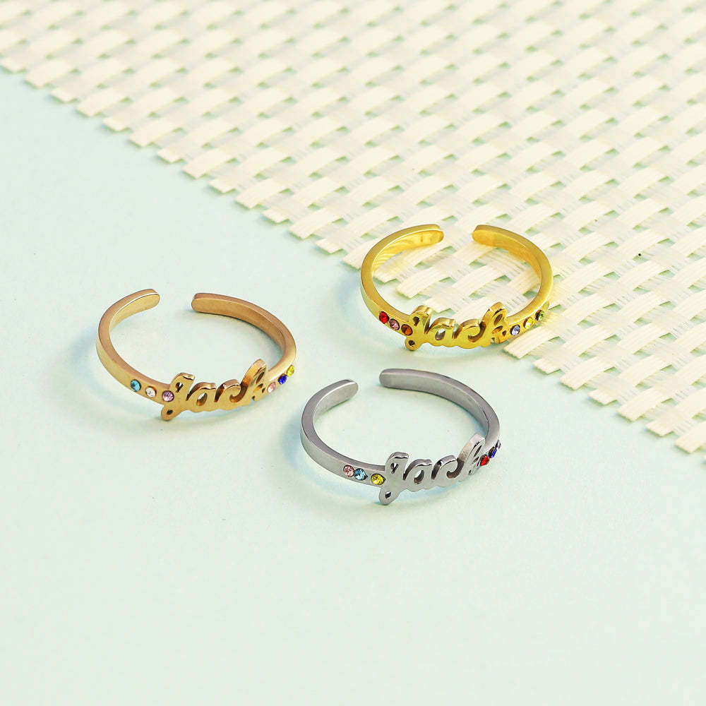 Mother's Day Gift Birthstone Name Ring