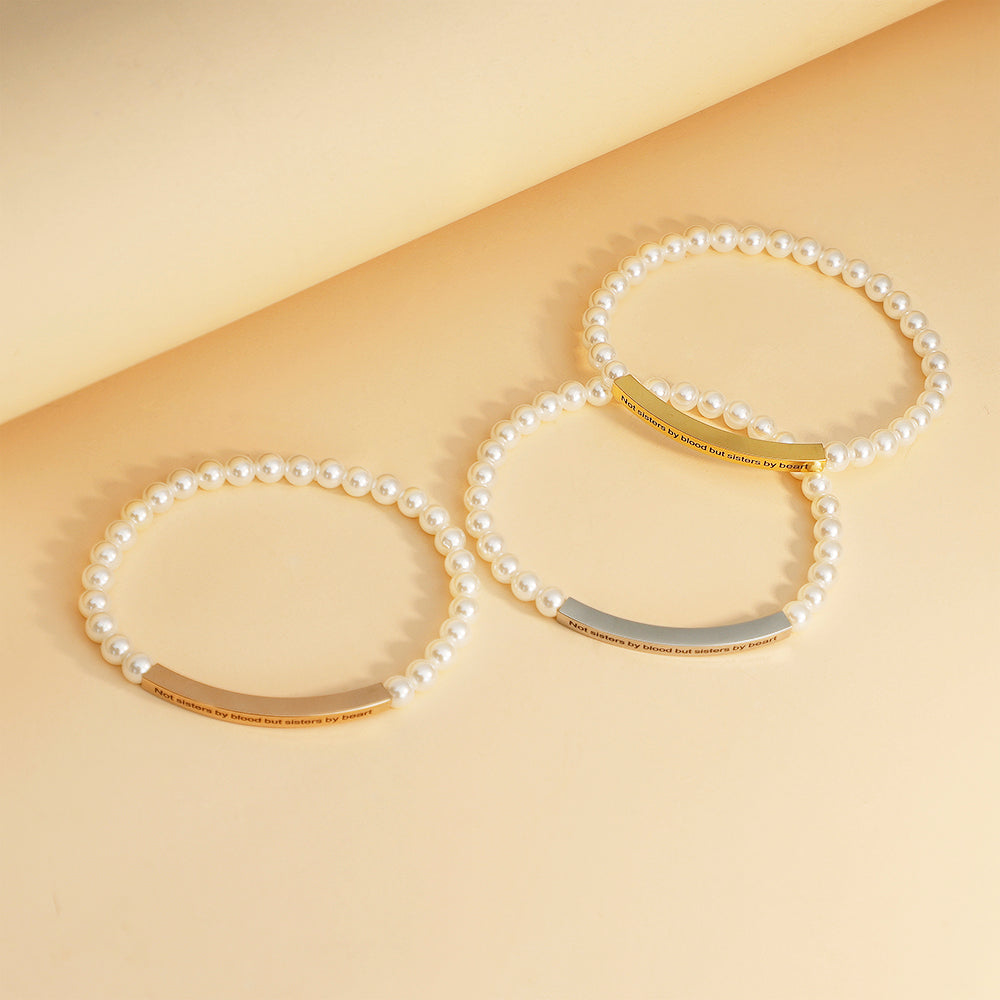 Mother's Day Gift Simple Fashion Personality Ladies Pearl Carving Bracelet-Engravingift