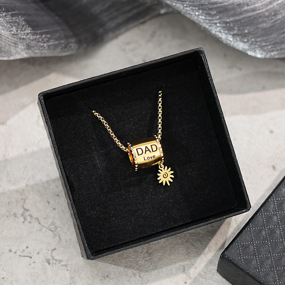  Personalized Dad Engraved Bead Necklace