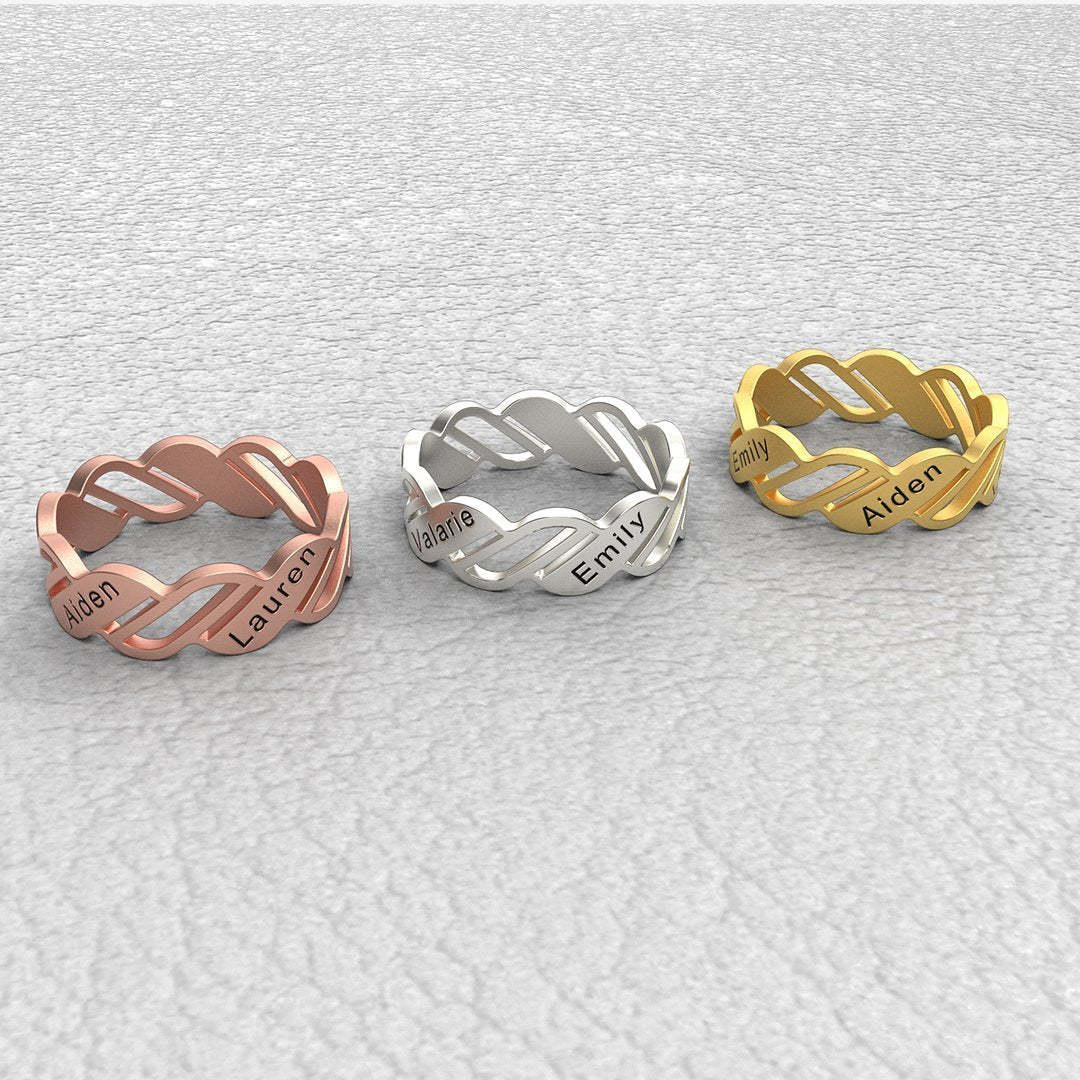 Christmas Gift Personalized Multiple Name Ring in Silver