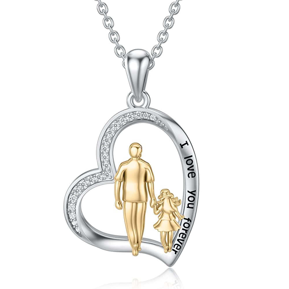 Father Daughter Heart Pendant Necklace from Dad Gift for Daughter