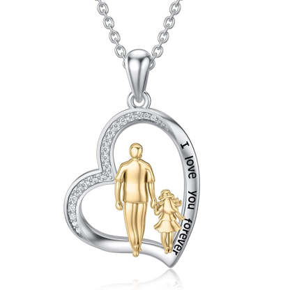 Father Daughter Heart Pendant Necklace from Dad Gift for Daughter
