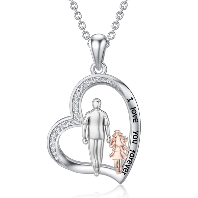 Father Daughter Heart Pendant Necklace from Dad Gift for Daughter