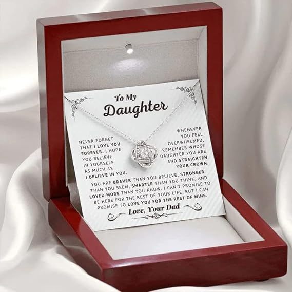 Mother's Day Gift Daughter Gifts From Dad - To My Daughter Necklace From Dad Believe In Yourself Love Knot Necklace-Engravingift