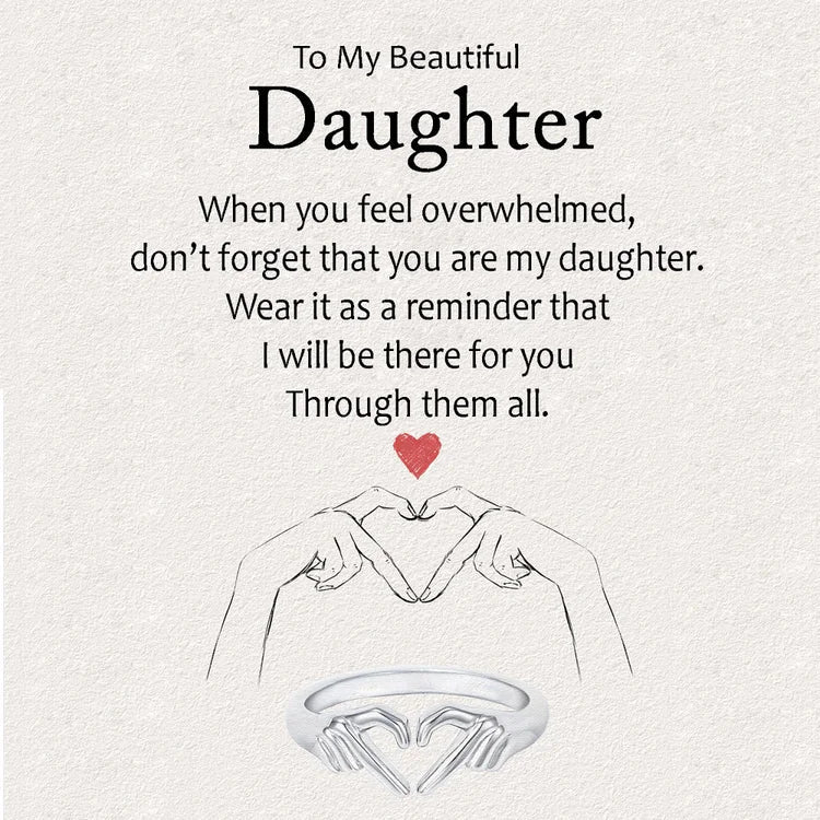 Mother's Day Gift To My Daughter From Dad S925 Ring I will be there for you Heart Gesture Ring-Engravingift