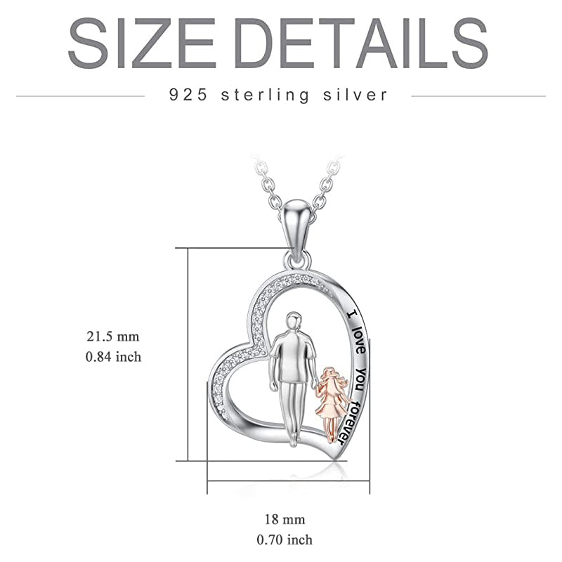 Father Daughter Heart Pendant Necklace from Dad Gift for Daughter
