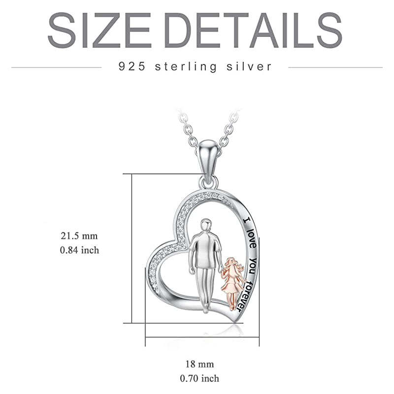 Father Daughter Heart Pendant Necklace from Dad Gift for Daughter