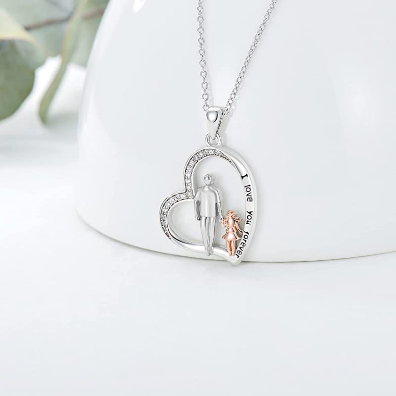 Father Daughter Heart Pendant Necklace from Dad Gift for Daughter