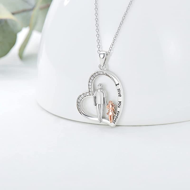 Father Daughter Heart Pendant Necklace from Dad Gift for Daughter