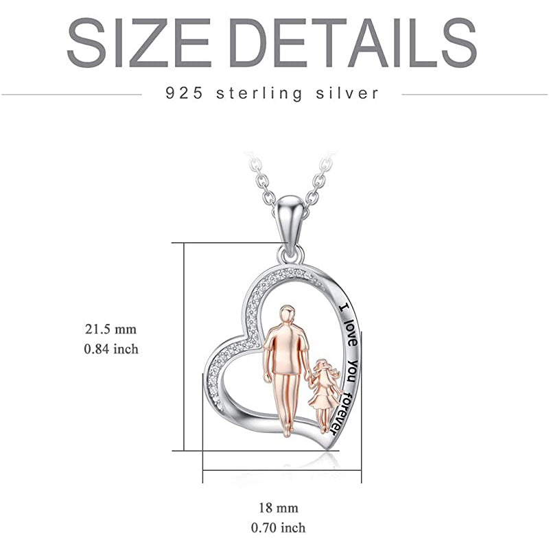 Father Daughter Heart Pendant Necklace from Dad Gift for Daughter