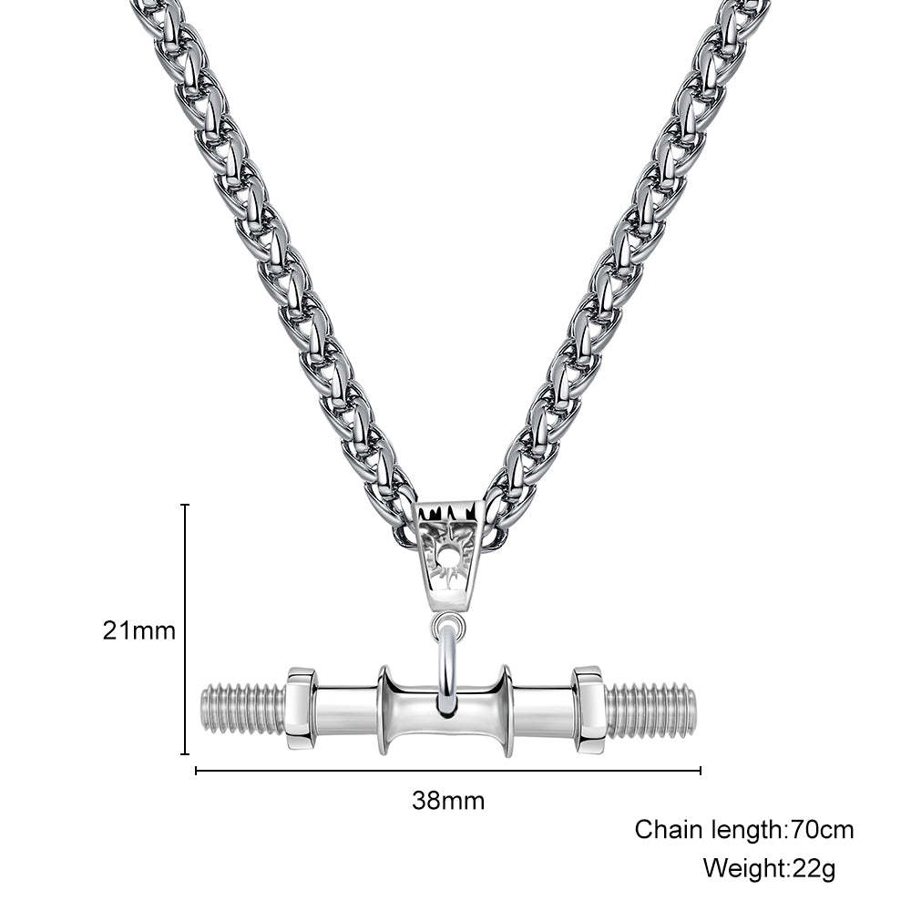 Father's Day Gift "You Be Fearless Be Strong" Custom Dumbbell Diamond Name Necklace-Engravingift