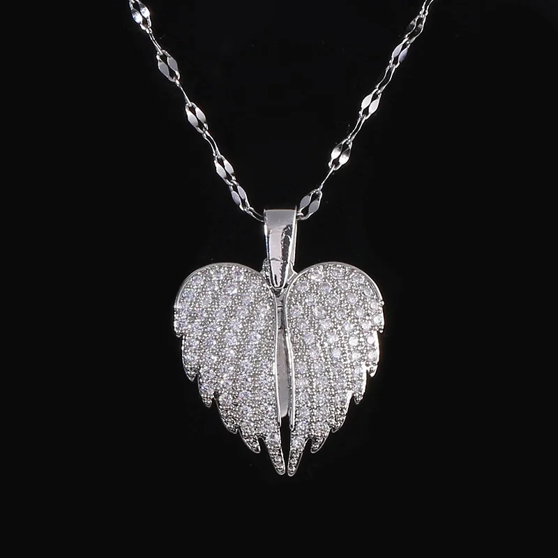 Angel Wing Heart Necklace – CZ Crystal Pendant Necklace For Women, Meaningful Love Gift