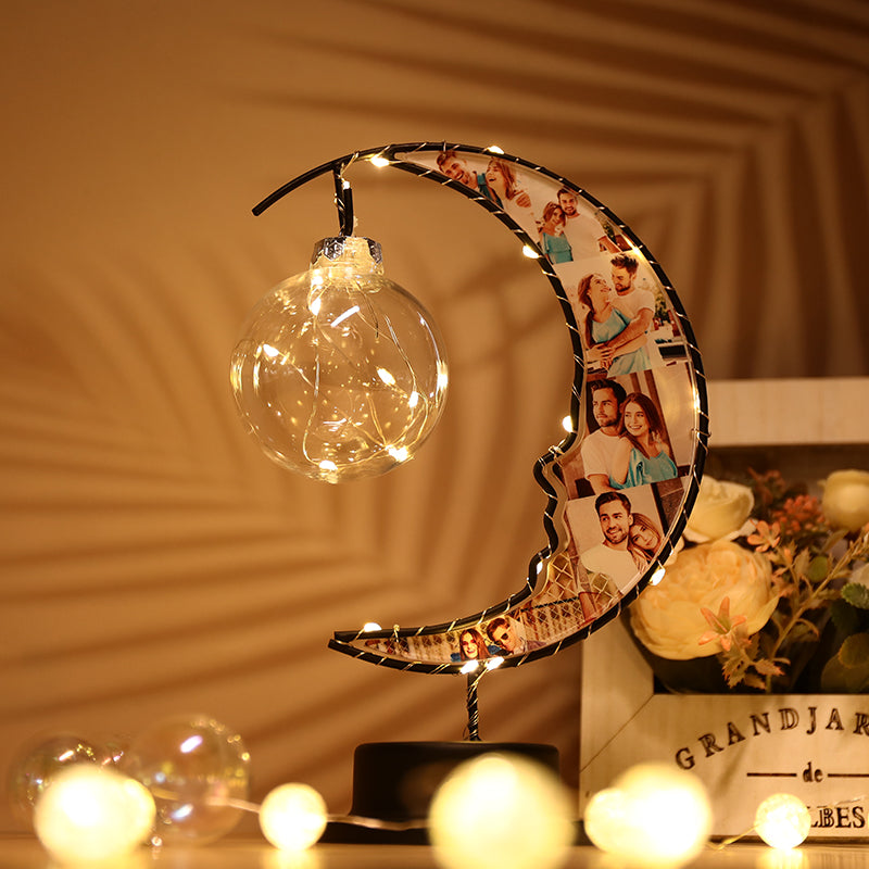 Valentine's Day Gift  Personalized 6 Photo Moon Lamp Romantic Night Light for Couple