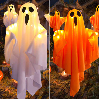 Glowing Halloween Ghost Chandelier with Weatherproof LED Lights