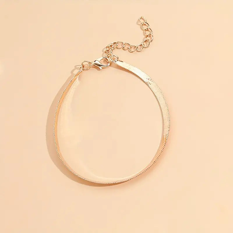 Mother's Day 5 Pcs Stackable Chain Anklet Set With Key Shape Tassel Pendant Inlaid Shiny Rhinestones-Engravingift