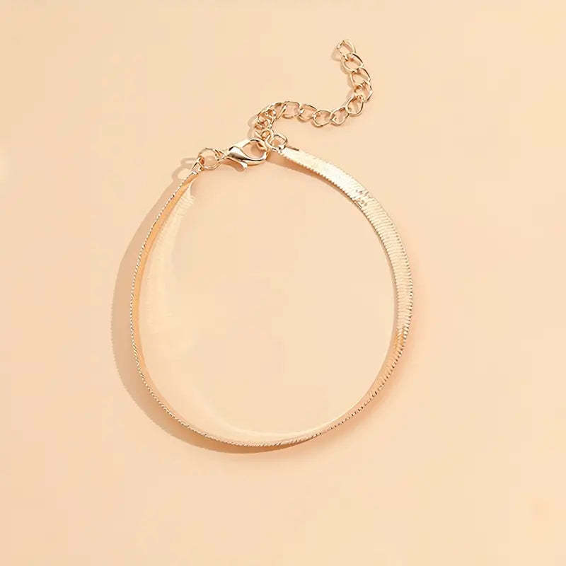 Mother's Day 5 Pcs Stackable Chain Anklet Set With Key Shape Tassel Pendant Inlaid Shiny Rhinestones-Engravingift