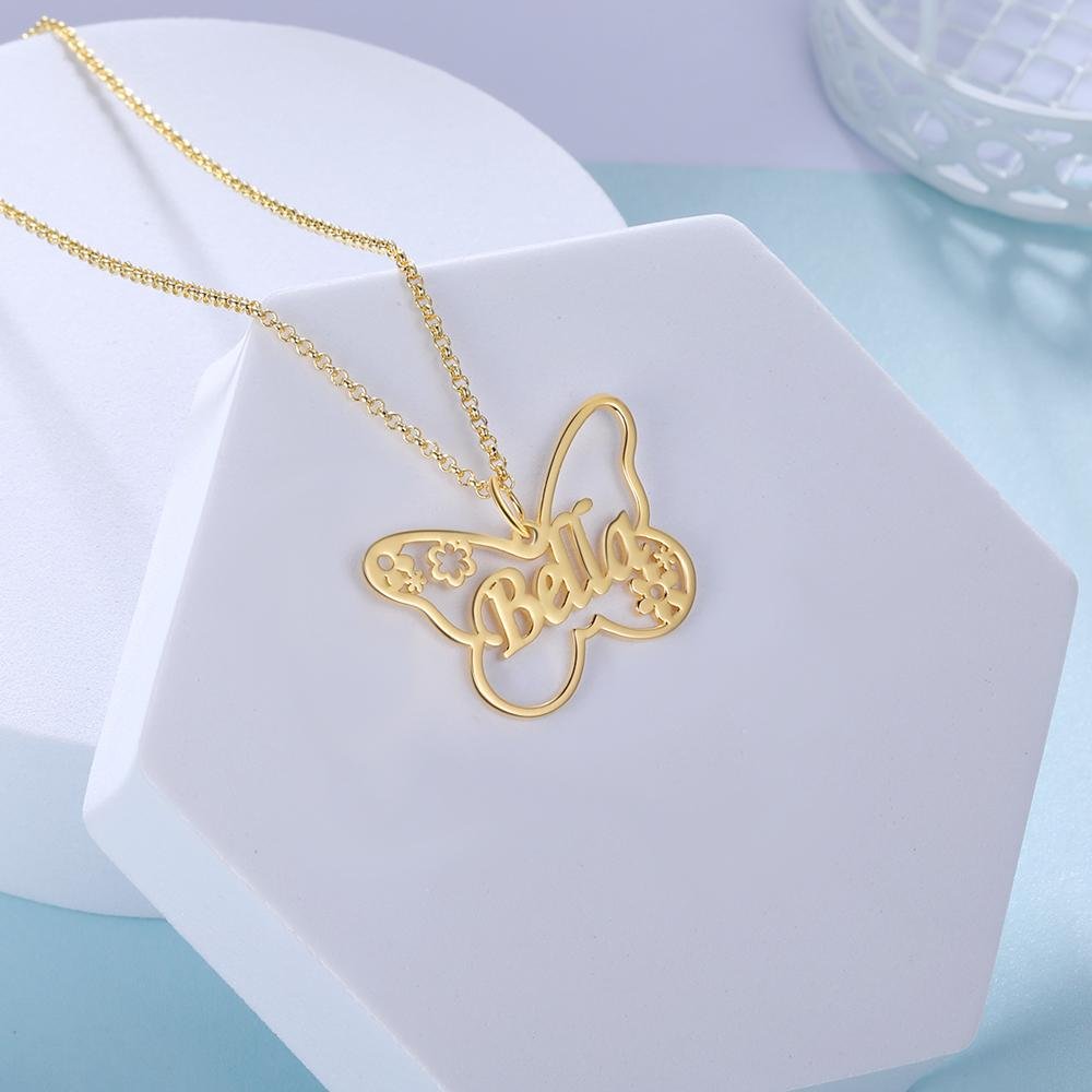 Mother's Day Gift Butterfly Name Necklace Personalized Name Necklaces-Engravingift