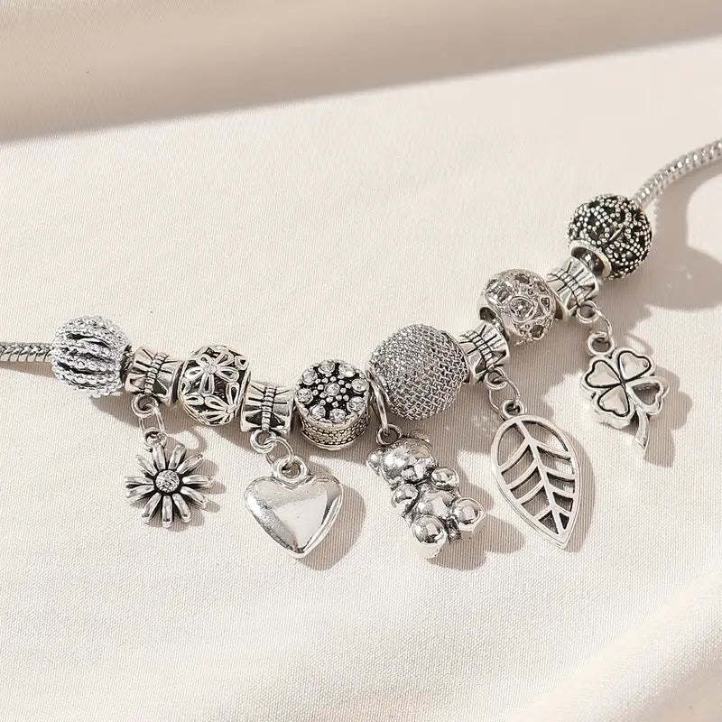 Mother's Day Sunflower & Love Heart Etc Shape Pendant Anklet Creative All-match Ankle Bracelet-Engravingift