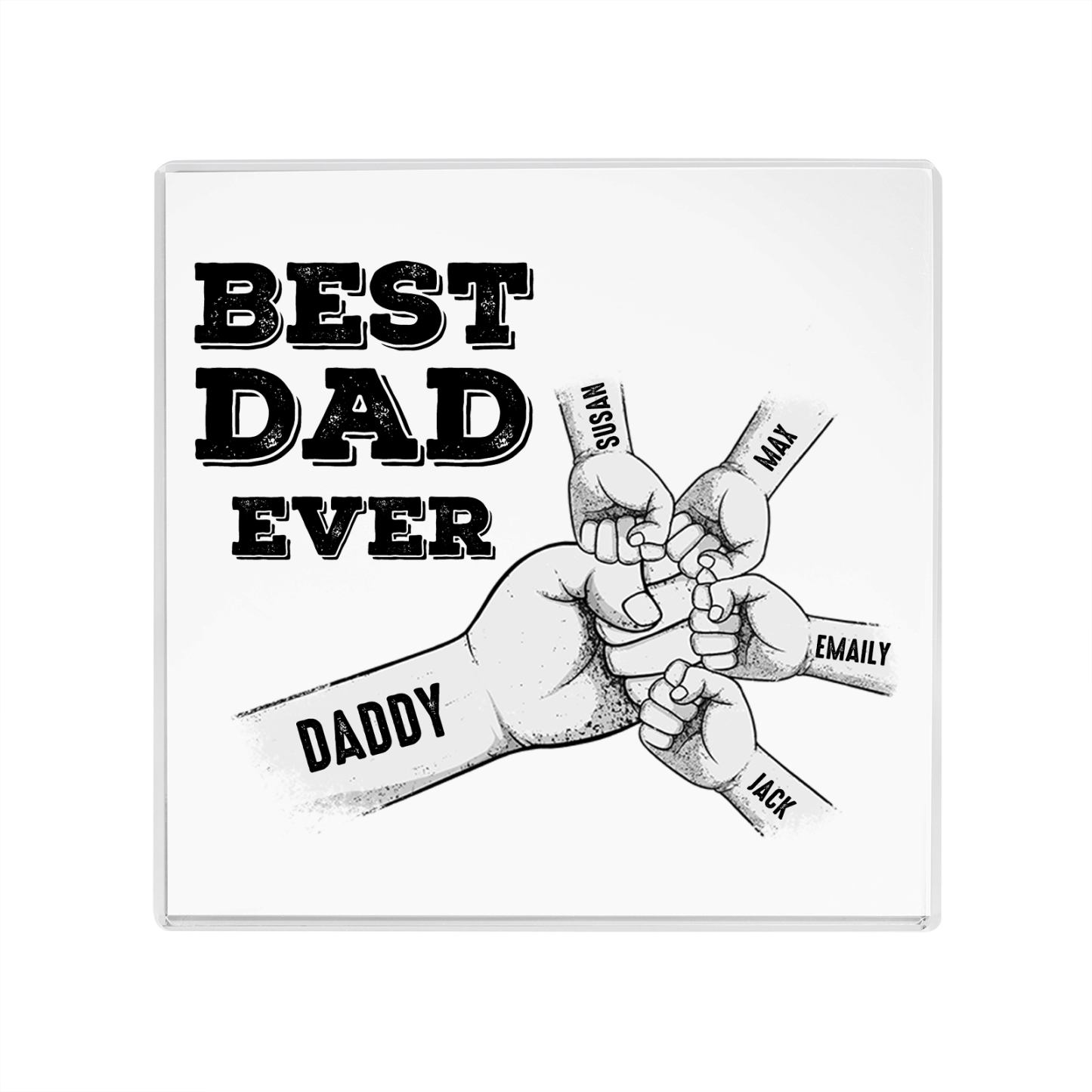 Personalized Acrylic Square Keepsake Fist Bump Rectangle Plaque Father's Day Gifts  - Best Dad Ever
