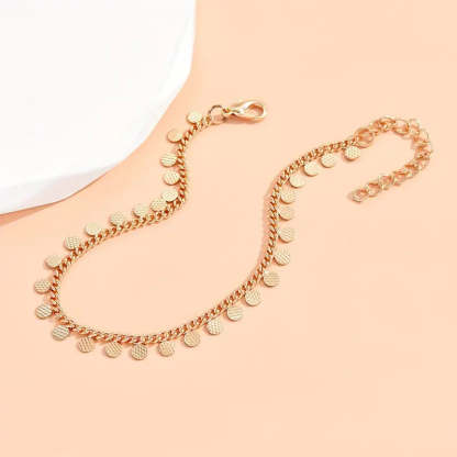 Mother's Day Round Shape Tassel Pendant Chain Anklet Vintage Style Alloy Ankle Bracelet For Women-Engravingift