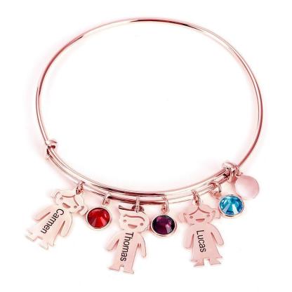Mother's Day Gift Personalised Delicate Boys And Girls Birthstone Children Kids Bracelet-Engravingift
