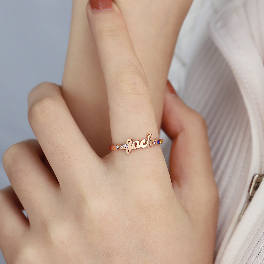 Mother's Day Gift Birthstone Name Ring