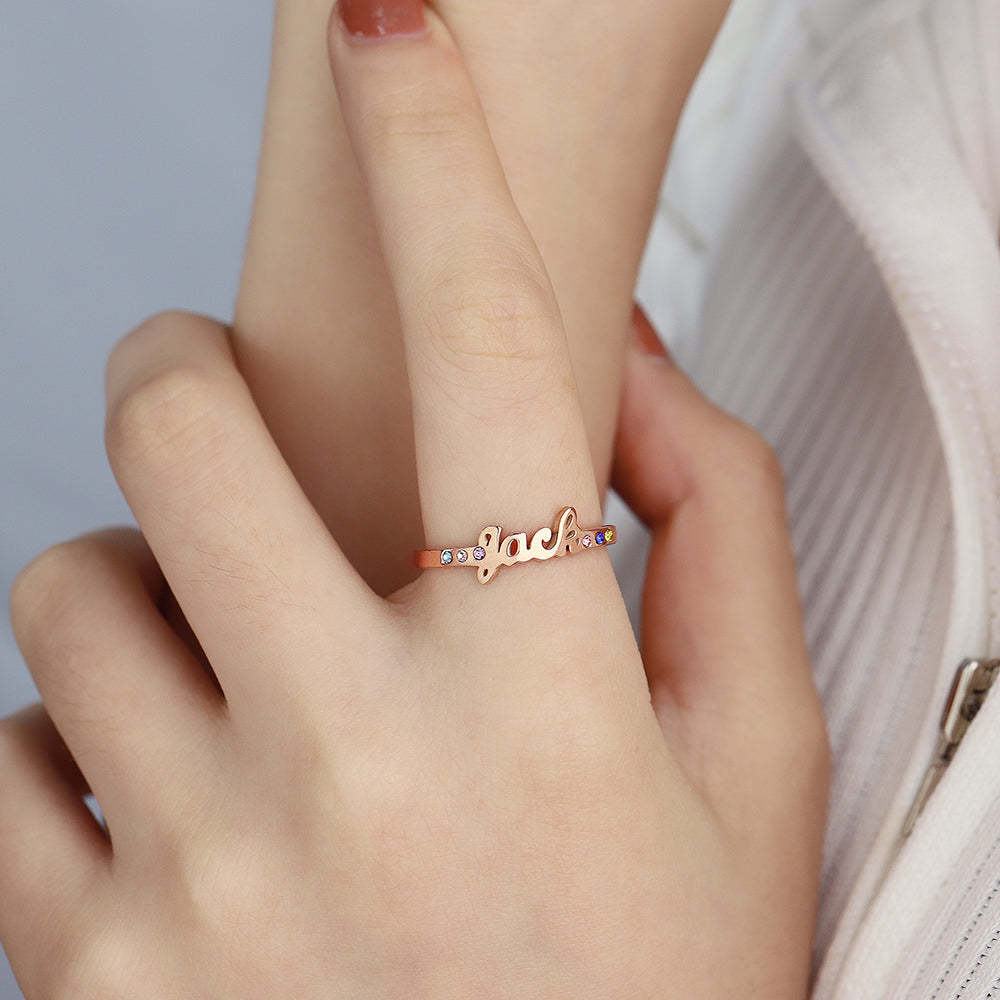 Mother's Day Gift Birthstone Name Ring