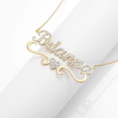 Christmas Gift Personalized Sparkling Butterfly Heart Diamond Name Necklace