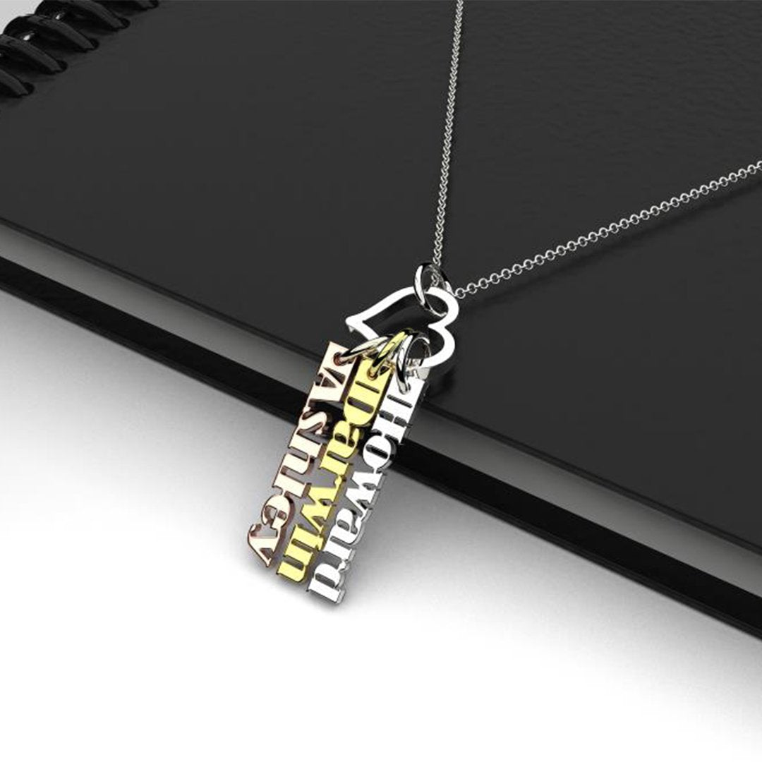 Christmas Gift Heart Rings Fashion Tag Bar Name Necklace