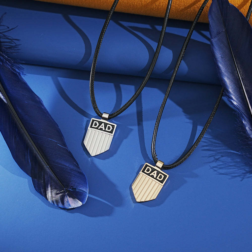 Father's Day Gift DAD Engraved Shield Pendant Necklace
