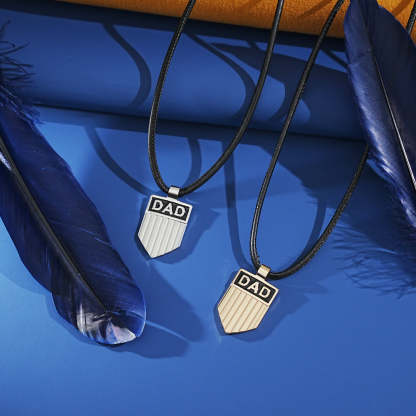 Father's Day Gift DAD Engraved Shield Pendant Necklace