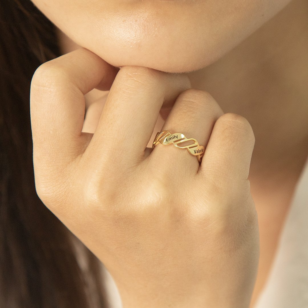 Christmas Gift Personalized Multiple Name Ring in Silver