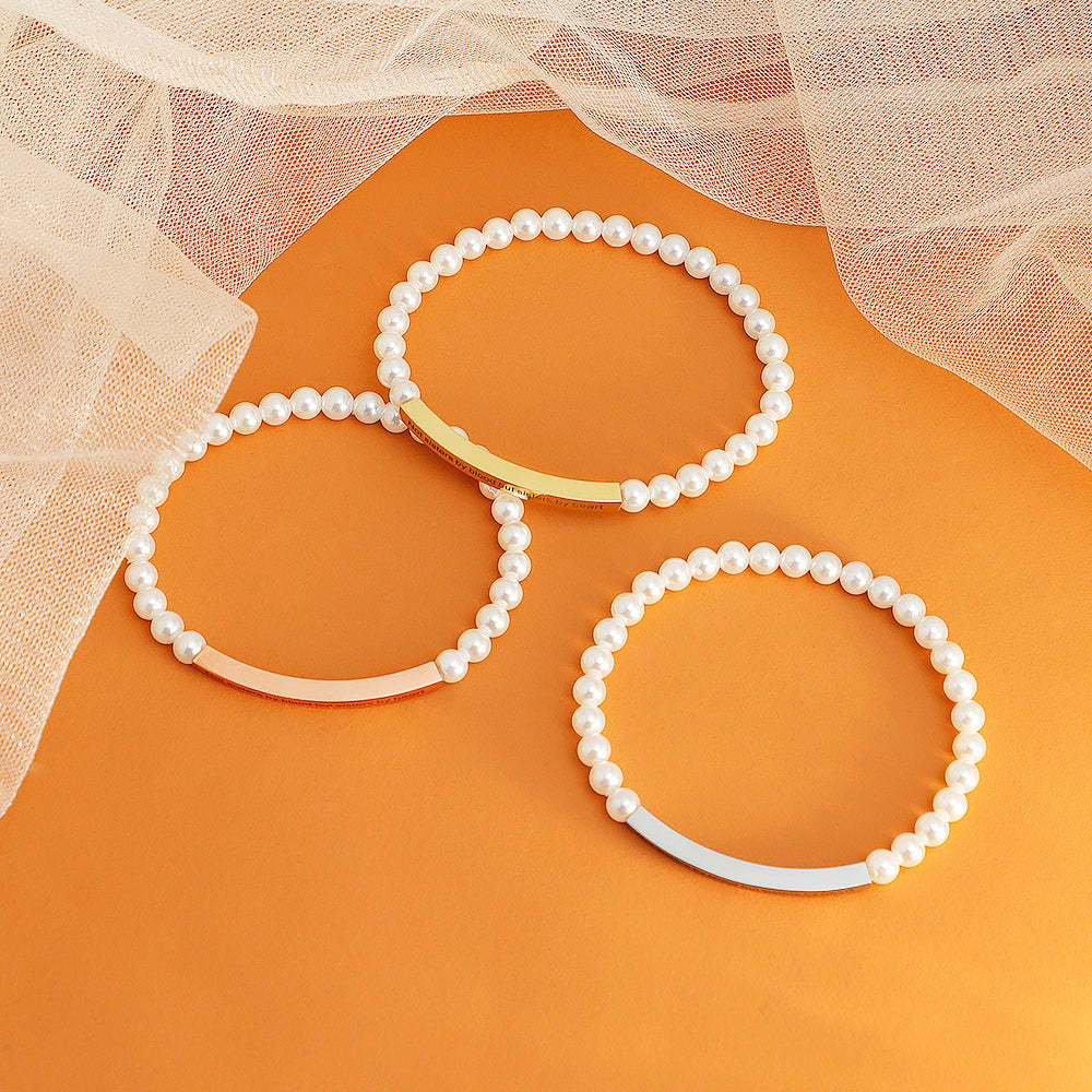 Mother's Day Gift Simple Fashion Personality Ladies Pearl Carving Bracelet-Engravingift