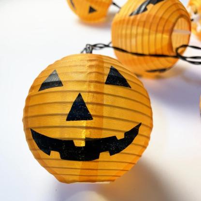 Halloween Pumpkin String Lights Foldable 3D Lanterns Battery Operated