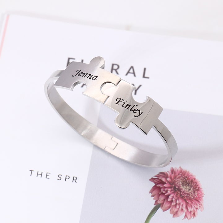 Mother's Day Gift Personalized puzzle bracelet-Engravingift