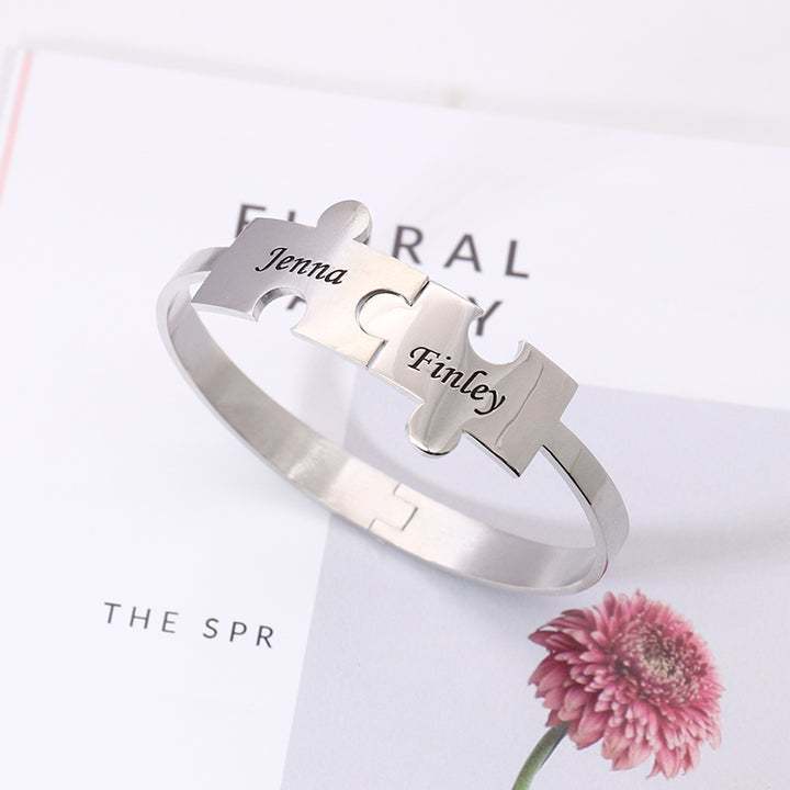 Mother's Day Gift Personalized puzzle bracelet-Engravingift