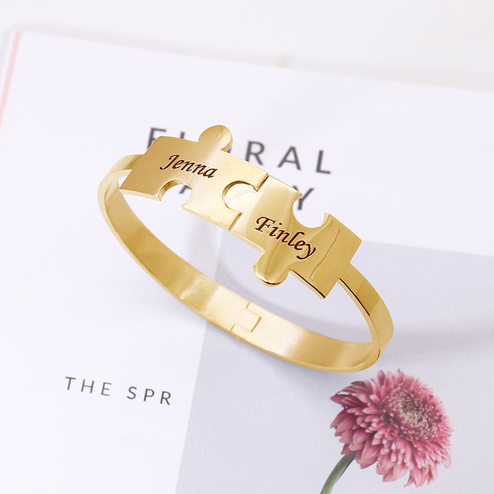 Mother's Day Gift Personalized puzzle bracelet-Engravingift