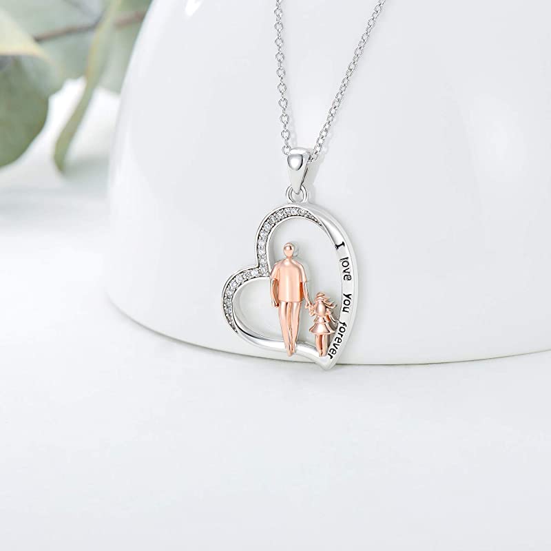 Father Daughter Heart Pendant Necklace from Dad Gift for Daughter