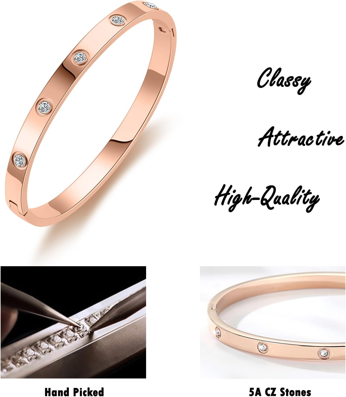18K Gold-plated Bracelets for Women Friendship Love Bangle Bracelets
