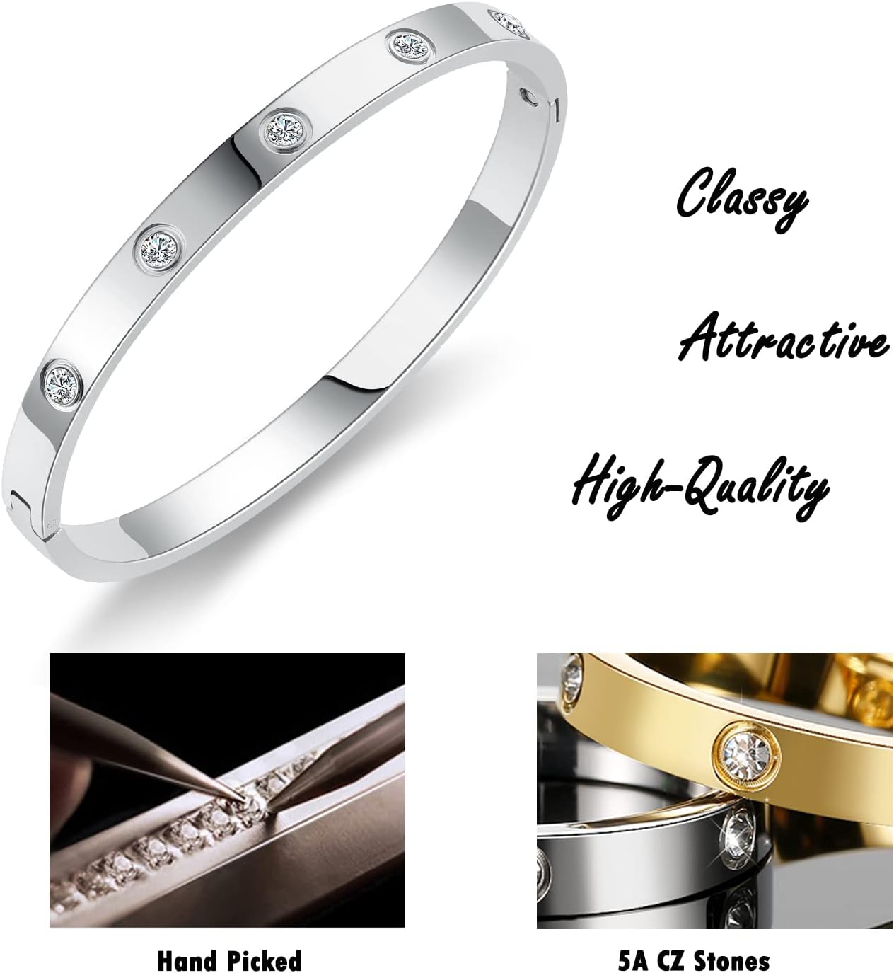 18K Gold-plated Bracelets for Women Friendship Love Bangle Bracelets