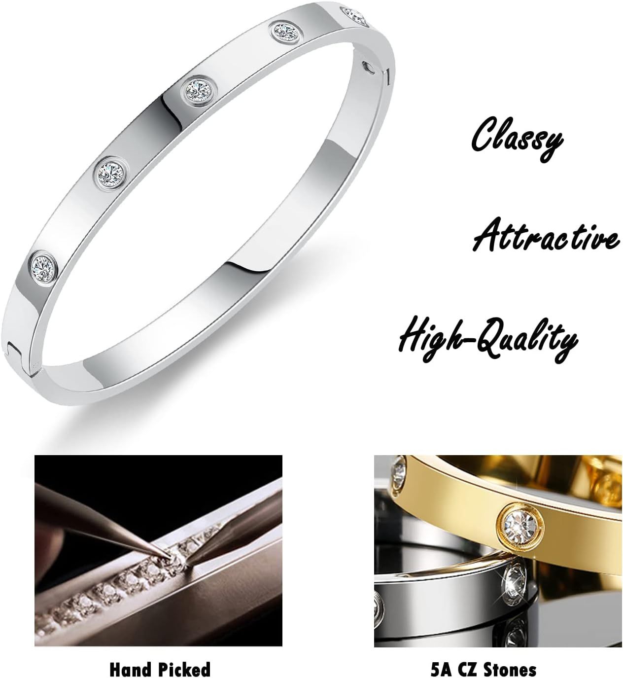 18K Gold-plated Bracelets for Women Friendship Love Bangle Bracelets