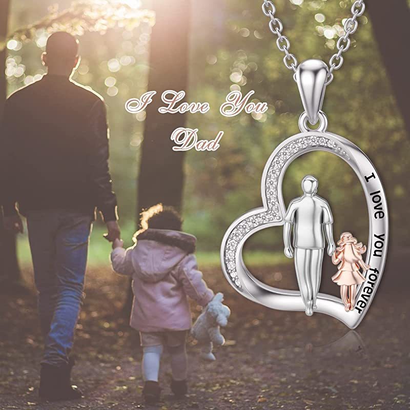 Father Daughter Heart Pendant Necklace from Dad Gift for Daughter