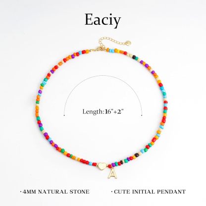 Colorful Initial Necklaces for Girls Women Kids - Teen Girls Gifts Trendy Beaded Initial Necklace
