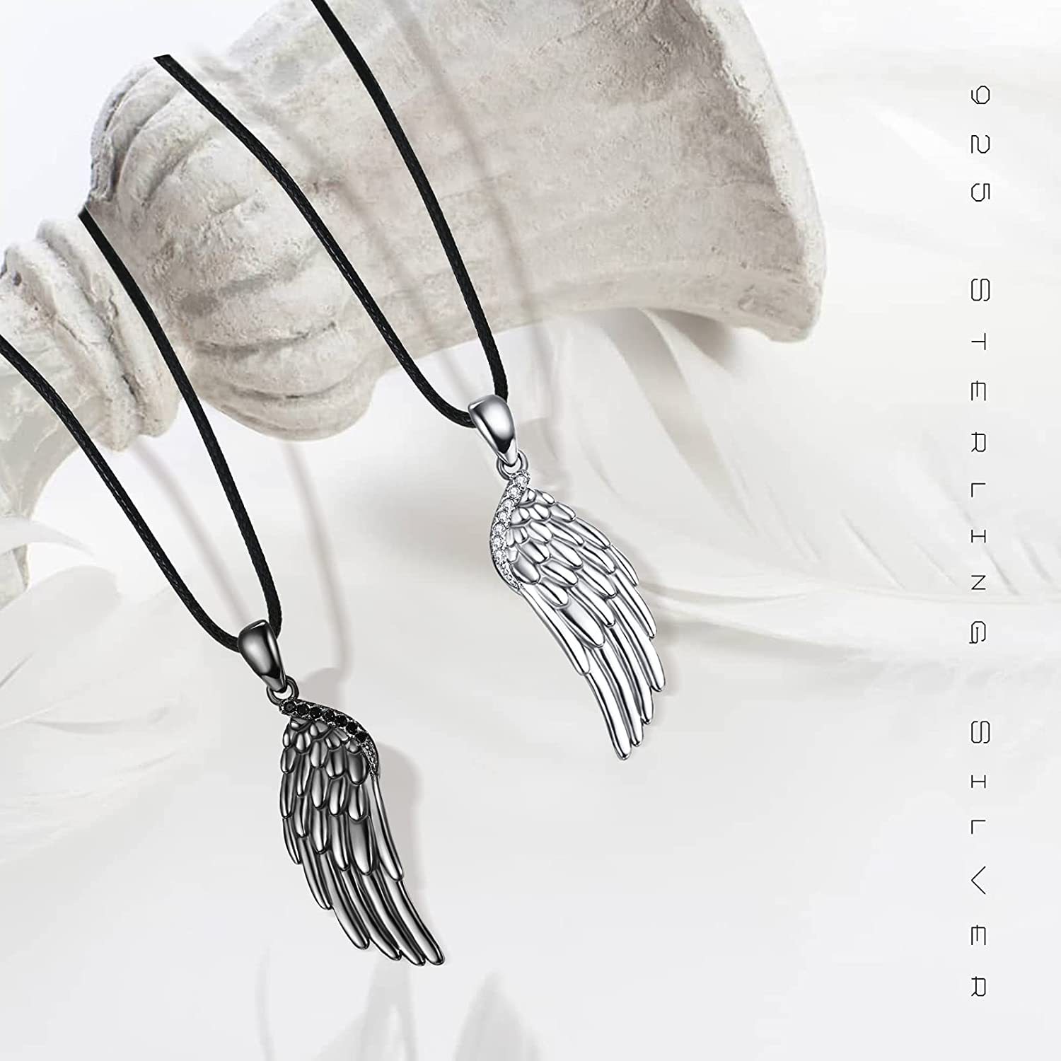 Mother'sDay Gift Angel Wings Couple Crystal Necklaces-Engravingift