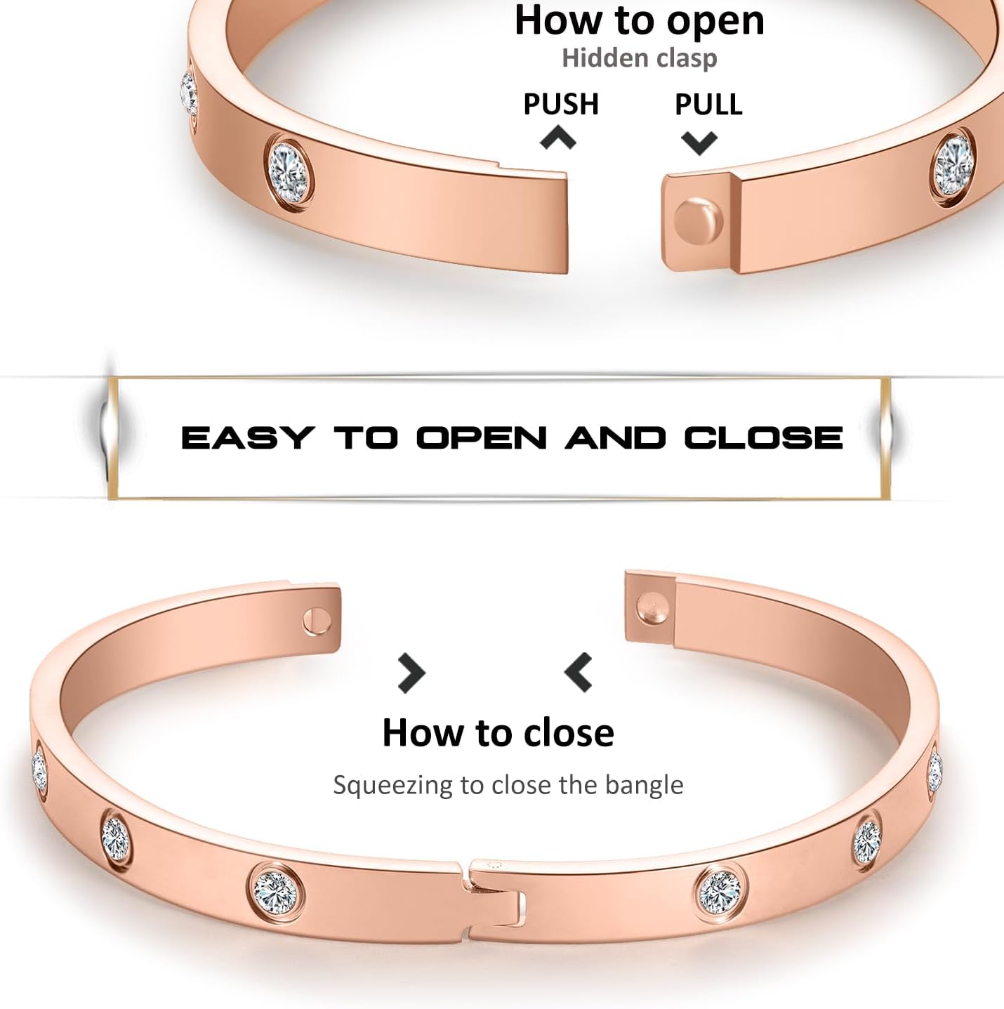 18K Gold-plated Bracelets for Women Friendship Love Bangle Bracelets