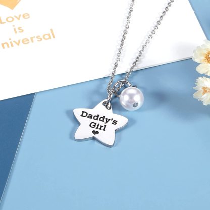 Father's Day Gift Father's Day Gift Father and Daughter Necklace Keychain-Engravingift