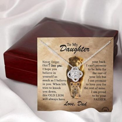 Mother's Day Gift To My Daughter From Dad Necklace, Old Lion Necklace, "Proud be your father gifts for - believe in yourself"-Engravingift