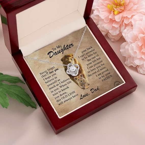 Mother's Day Gift To My Daughter From Dad Necklace, Old Lion Necklace, "Proud be your father gifts for - believe in yourself"-Engravingift